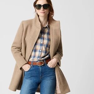 J. Crew Camel Wool-Blend Funnel Collar Pea Coat Women's Size 2P